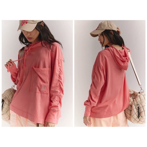 Free People Tops - Free People Movement Hot Shot Women's Pink hibiscus Hoodie Size Small